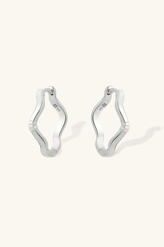 Womens Sterling Silver / Gold Vermeil Lab Grown Diamond Wave Hoop Earrings - - 19cm - L'ERA - Modalova