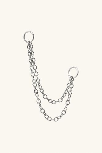 Womens Sterling Silver / Gold Vermeil Double Chain Earring Connector - - 4cm - L'ERA - Modalova