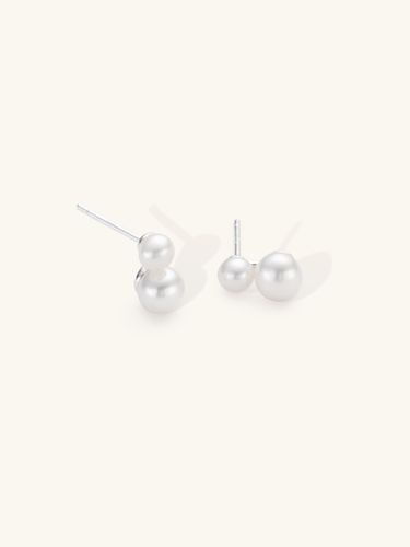 Womens Freshwater Cultured Pearl Double Studs in Sterling Silver - - One Size - L'ERA - Modalova