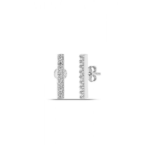 Womens Bar Stud Zirconia Earring Sterling Silver - - One Size - NastyGal UK (+IE) - Modalova