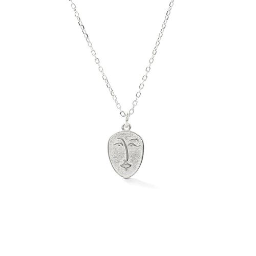 Womens Abstract Face Monogram Medal Art Sterling Silver Necklace - - One Size - NastyGal UK (+IE) - Modalova