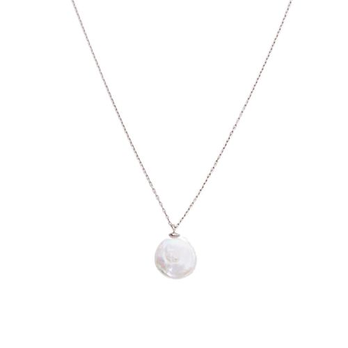 Womens Baroque Flat Pearl Pendant Necklace Sterling Silver - - One Size - Spero London - Modalova