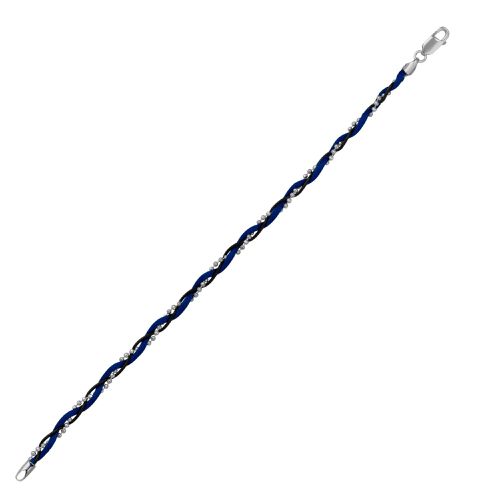 Womens Blue Braided Rope Sterling Silver Beaded Chain Bracelet - - One Size - NastyGal UK (+IE) - Modalova