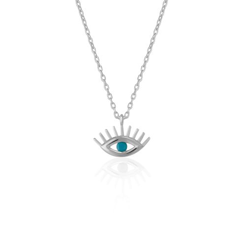 Womens Turquoise Blue Eye Evil Eye Sterling Silver Necklace - - One Size - NastyGal UK (+IE) - Modalova