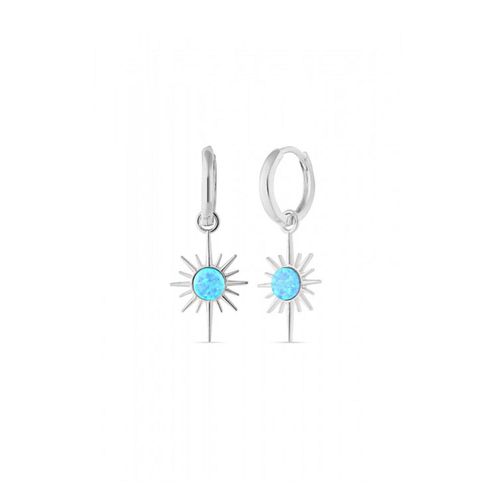 Womens Blue Opal Northernstar Drop Hoop Earring Sterling Silver - - One Size - NastyGal UK (+IE) - Modalova