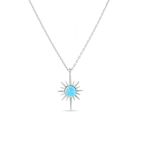 Womens Blue Opal Northernstar Sterling Silver Pendant Necklace - - One Size - Spero London - Modalova