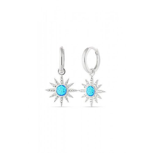 Womens Blue Opal Sun Drop Hoop Earring Sterling Silver - - One Size - NastyGal UK (+IE) - Modalova