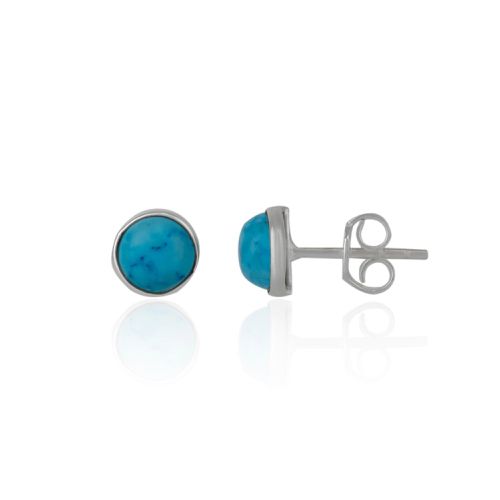 Womens Blue Turquoise Dome Sterling Silver Stud Earring - - One Size - Spero London - Modalova