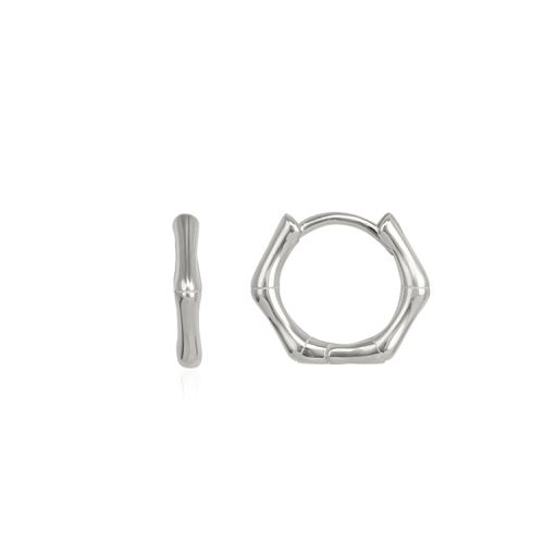 Womens Bone Shape Hexagonal Huggie Hoop Earring in Sterling Silver - - One Size - Spero London - Modalova
