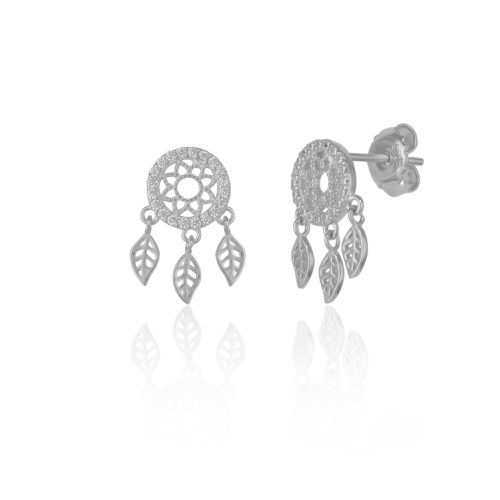 Womens Braided Dreamcatcher Sterling Silver Drop Stud Earring - - One Size - Spero London - Modalova