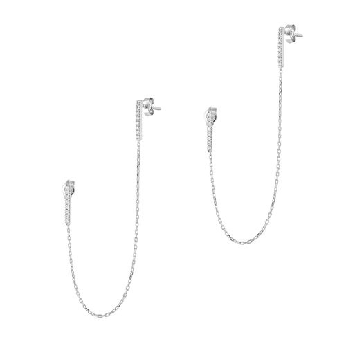 Womens Chained Bar Chain Earring Sterling Silver - Pair - - One Size - NastyGal UK (+IE) - Modalova