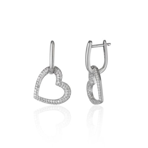 Womens Chunky Heart Sterling Silver Drop Earring - - One Size - Spero London - Modalova