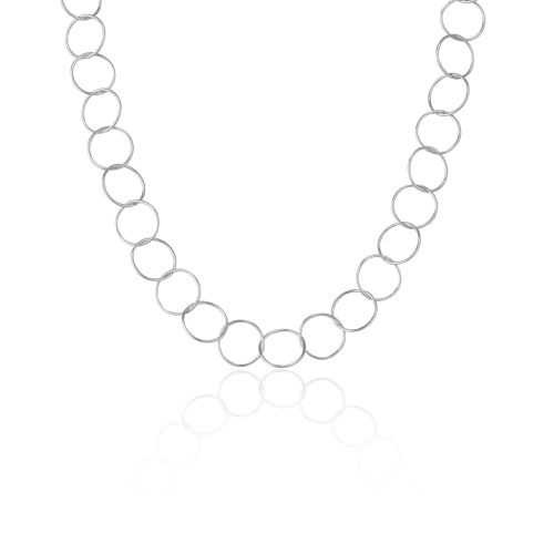Womens Circle Hoops Sterling Silver Chain Necklace - - One Size - NastyGal UK (+IE) - Modalova