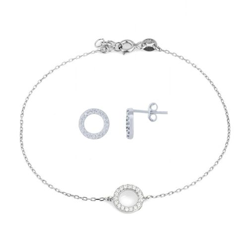 Womens Circle Bracelet and Stud Set in Sterling Silver - - One Size - Spero London - Modalova