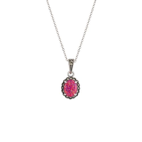 Womens Circle Red Opal High Quality Sterling Silver Pendant Necklace - - 18 inches - Spero London - Modalova