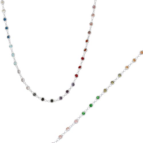 Womens Colourful Rainbow Jewelled Sterling Silver Chain Necklace and Bracelet Set - - One Size - Spero London - Modalova