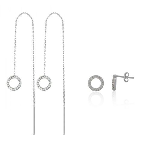 Womens Circle Round One Drop One Stud Earring Sterling Silver Set - - One Size - NastyGal UK (+IE) - Modalova