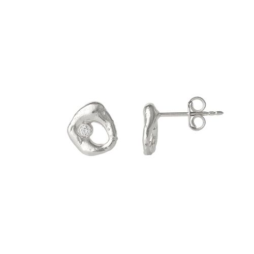 Womens Dripping Molten Natural Textured Sterling Silver Authentic Earring - - One Size - Spero London - Modalova
