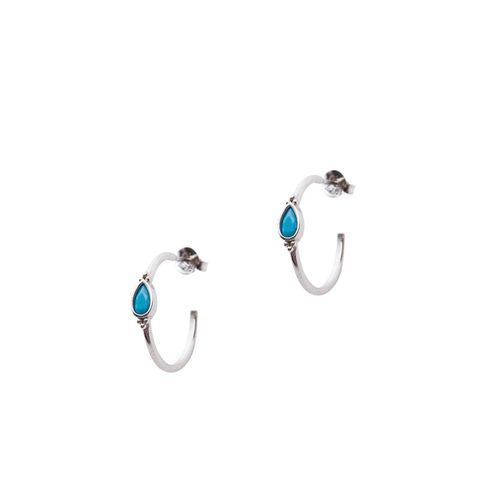 Womens Drop Turquoise Solitaire Earring Sterling Silver - Turquoise - - One Size - NastyGal UK (+IE) - Modalova