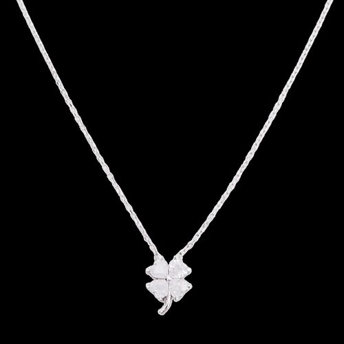 Womens Four Leaf Clover Sterling Silver Necklace - White - - One Size - Spero London - Modalova
