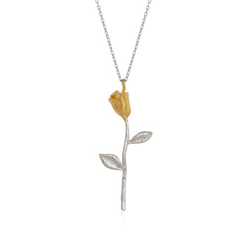 Womens Gold Color Rose Sterling Silver Necklace - - 18 inches - Spero London - Modalova