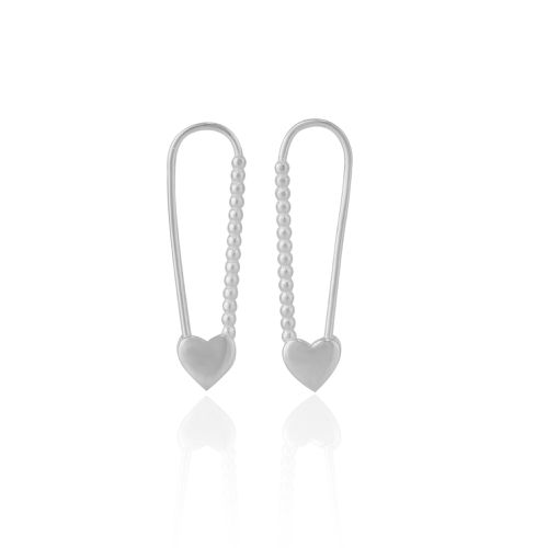 Womens Heart Beaded Safety Pin Sterling Silver Earring - - One Size - Spero London - Modalova
