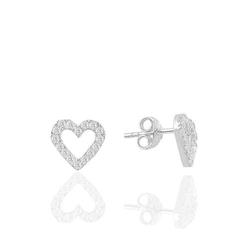 Womens Heart Sterling Silver Stud Earrings - - One Size - Spero London - Modalova