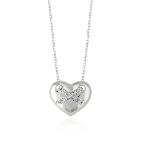 Womens Heart X Necklace in Sterling Silver Gold Vermeil - - One Size - Spero London - Modalova