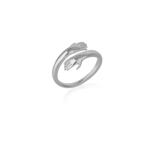 Womens Hug Ring With Hands Sterling Silver and Gold Plated - - One Size - NastyGal UK (+IE) - Modalova