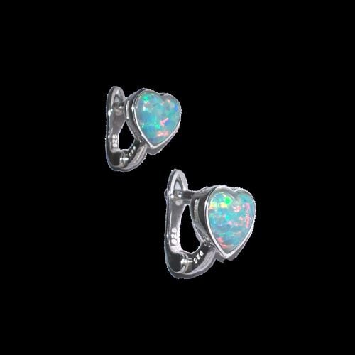 Womens High Quality Japanese Opal Sterling Silver Heart Earrings - - One Size - Spero London - Modalova