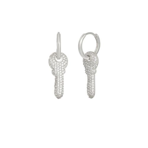 Womens Key Silver Hoop Sterling Silver Earring - - One Size - Spero London - Modalova