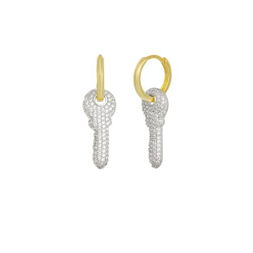 Womens Key Gold Color Hoop Sterling Silver Earring - - One Size - NastyGal UK (+IE) - Modalova
