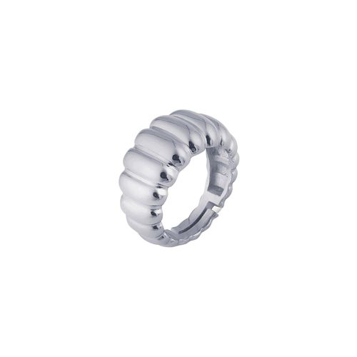 Womens Large Multi Dished Adjustable Statement Sterling Silver Croissant Ring - - One Size - Spero London - Modalova
