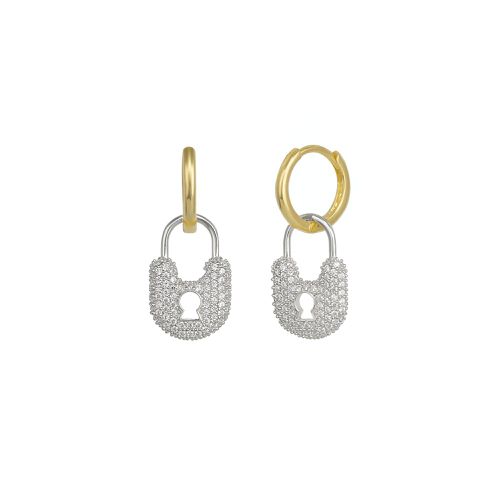 Womens Lock Gold Color Hoop Sterling Silver Earring - - One Size - Spero London - Modalova