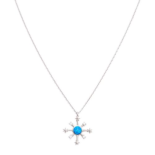 Womens Opal Ship Wheel High Quality Sterling Silver Necklace - - One Size - Spero London - Modalova