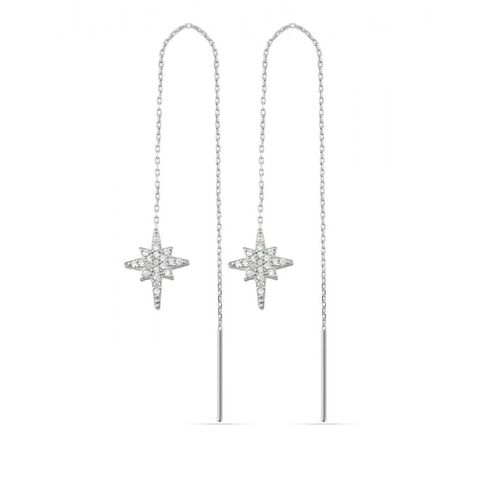 Womens Northernstar Starbust Sterling Silver Chain Drop Earring - Pair - - One Size - NastyGal UK (+IE) - Modalova