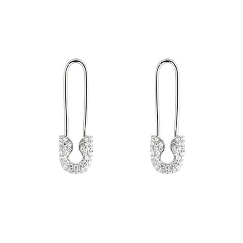 Womens Pave Safety Pin Earring Jewelled Sterling Silver - - One Size - NastyGal UK (+IE) - Modalova