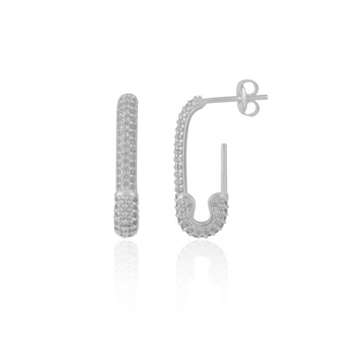 Womens Pave Stud Safety Pin Earring Jewelled Sterling Silver - - One Size - NastyGal UK (+IE) - Modalova