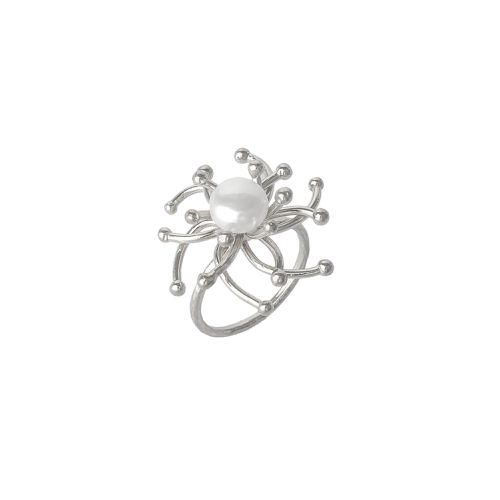 Womens Pearl Sun Molten Dripping Sunburst Sterling Silver Ring - - One Size - NastyGal UK (+IE) - Modalova