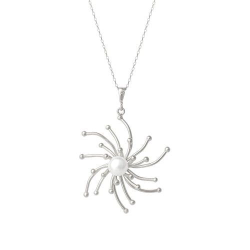 Womens Pearl Sun Molten Dripping Sunburst Sterling Silver Pendant Necklace - - One Size - NastyGal UK (+IE) - Modalova