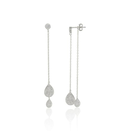 Womens Raindrop Sterling Silver Chain Drop Earring - - One Size - Spero London - Modalova