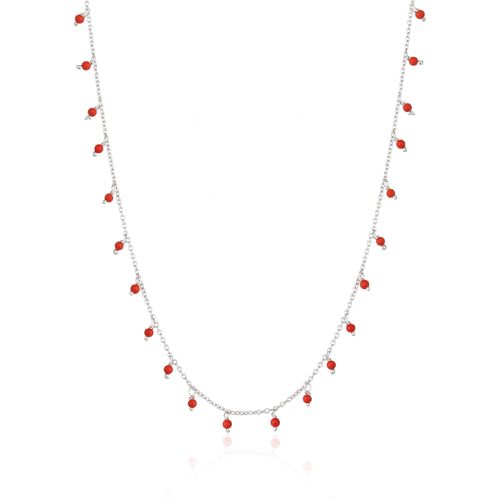 Womens Red Coral Beaded Sterling Silver Chain Necklace - - One Size - NastyGal UK (+IE) - Modalova