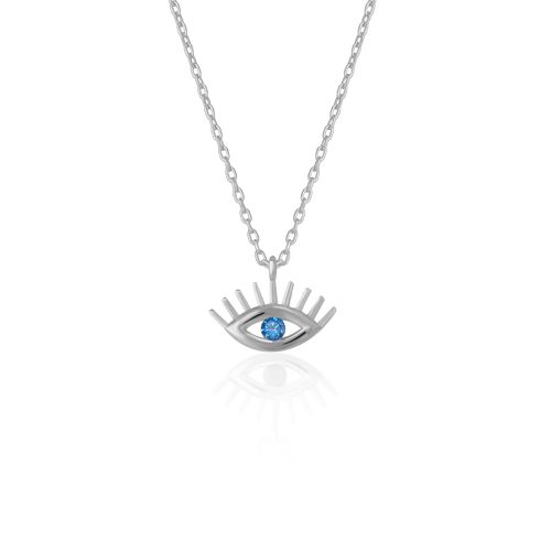 Womens Aqua Blue Eye Evil Eye Sterling Silver Necklace - - One Size - NastyGal UK (+IE) - Modalova