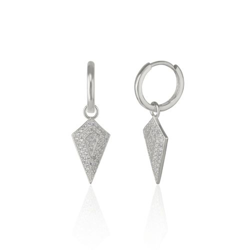 Womens Rhombus Drop Hoop Pave Earring Sterling Silver - - One Size - NastyGal UK (+IE) - Modalova