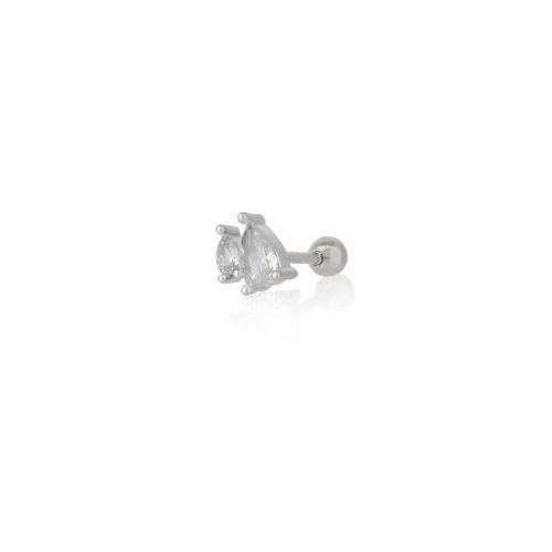 Womens Sterling Silver Two Drop Stud Piercing Earring - - One Size - NastyGal UK (+IE) - Modalova
