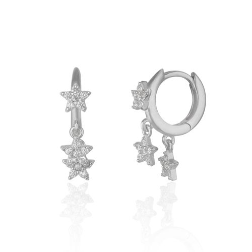 Womens Star Sterling Silver Eardrop Hoop Earring - - One Size - NastyGal UK (+IE) - Modalova