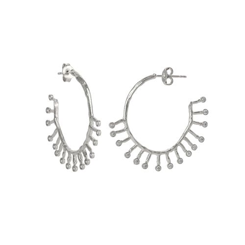 Womens Sterling Silver Crown Natural Textured Molten Hoop Earring - - One Size - NastyGal UK (+IE) - Modalova