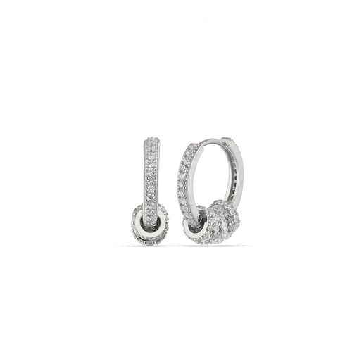 Womens Sterling Silver CZ Jewelled Hoops - - One Size - NastyGal UK (+IE) - Modalova