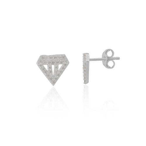 Womens Sterling Silver Diamond Stud Earring - - One Size - NastyGal UK (+IE) - Modalova
