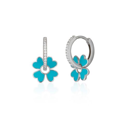 Womens Sterling Silver Enamel Clover Earrings - Turquoise - - One Size - Spero London - Modalova
